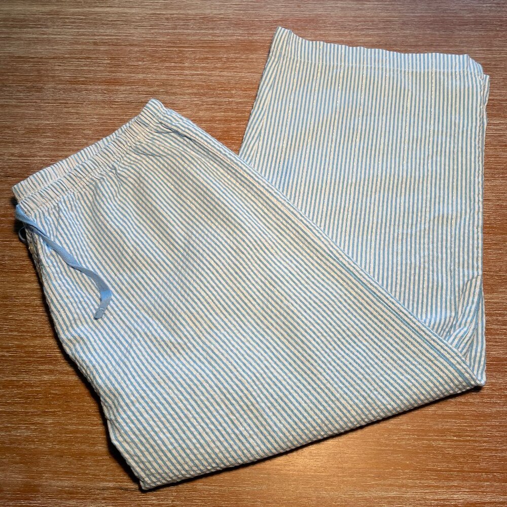 F by Fortuna Valentino Seersucker Capri Pajama Pants Size‎ M
